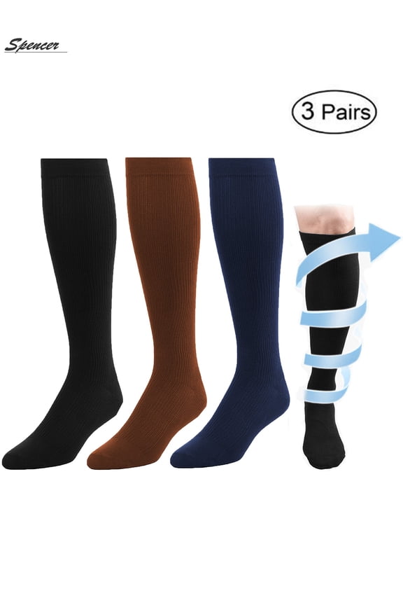 3 Pairs Graduated Compression Socks for Women & Men 10-20mmHg Knee High Socks for Running, Sport, Medical, Athletic,Varicose Veins "S/M,#1"