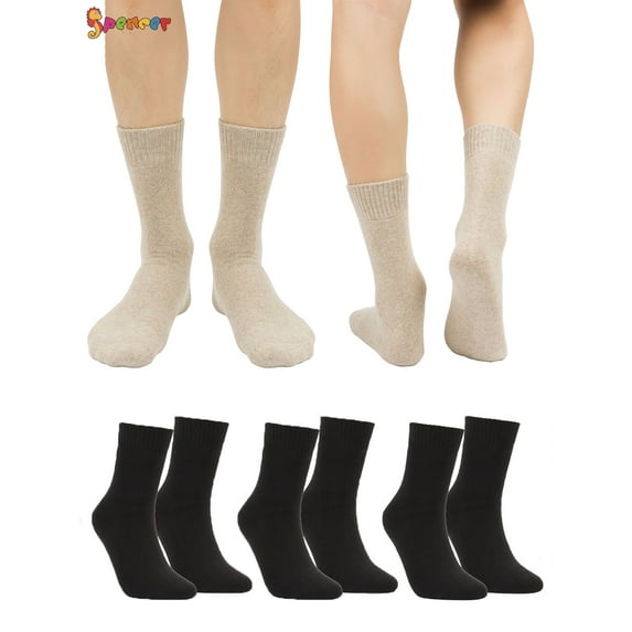 Spencer 3 Pairs Men's Performance Cushion Crew Socks Cotton Athletic Running Socks Moisture Control Size 8-12 (Black)