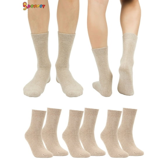 Spencer 3 Pairs Men's Performance Cushion Crew Socks Cotton Athletic Running Socks Moisture Control Size 8-12 (Khaki)