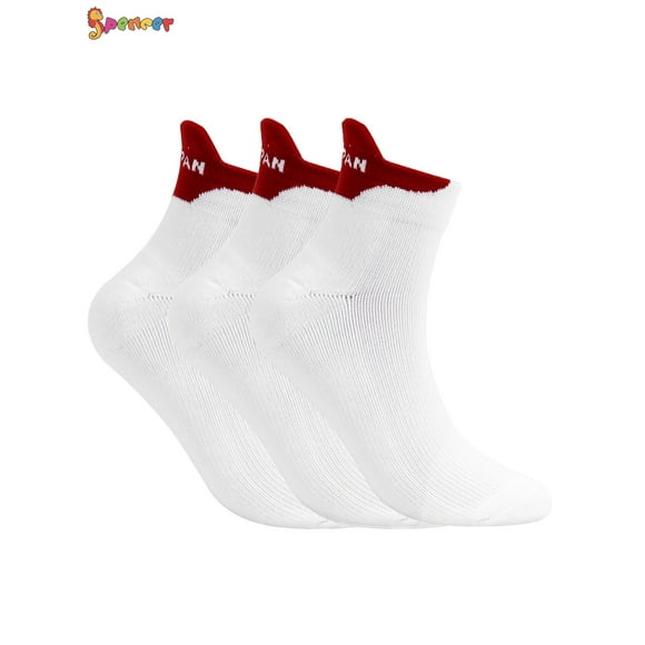 Spencer 3 Pairs Mens Ankle Compression Socks Cushion Cotton Low Cut Athletic Sports Tab Socks for Plantar Fasciitis（White）