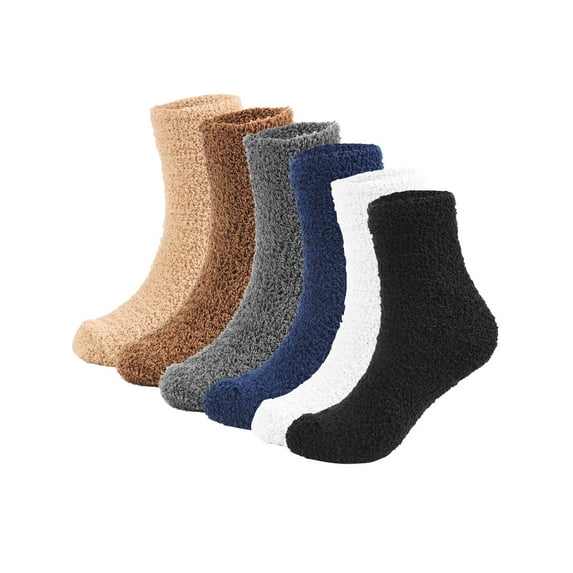 Spencer 3 Pairs Mens Fuzzy Socks Microfiber Plush Sleeping Socks Warm Soft Fluffy Socks Thick Cozy Winter Socks for Men (Coffee)