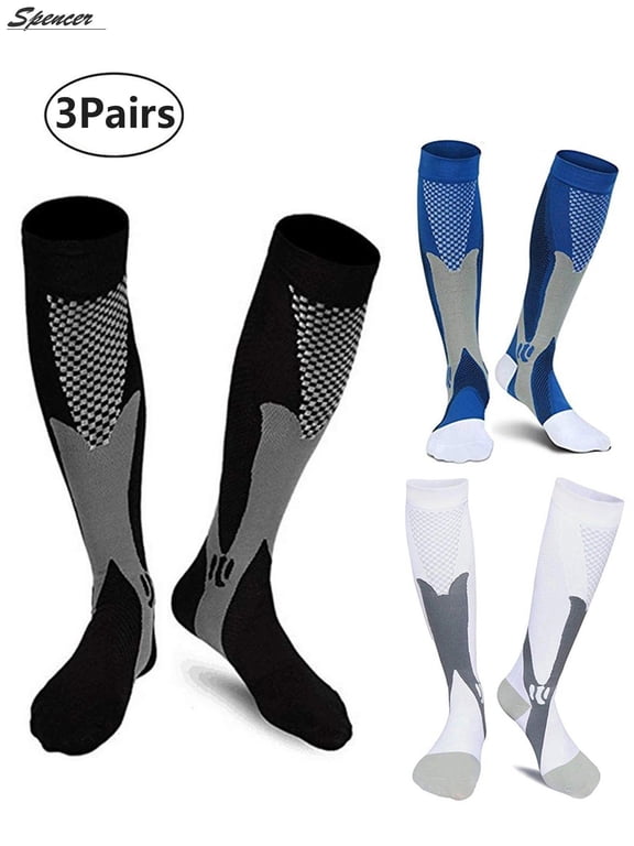 3 Pairs Sport Compression Socks Men & Women, 20-30 mmHg Graduated Knee High Stocking for Running Marathon, Basketball, Varicose Veins, Nursing "L/XL"