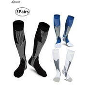 3 Pairs Sport Compression Socks Men & Women, 20-30 mmHg Graduated Knee High Stocking for Running Marathon, Basketball, Varicose Veins, Nursing "XXL"