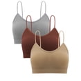 thumbnail image 1 of Spencer 3 Pieces Women V Neck Cami Bra Bralettes Padded Seamless Bralette Straps Sleeping Bra Pullover Style Tank Top Bra, 1 of 8