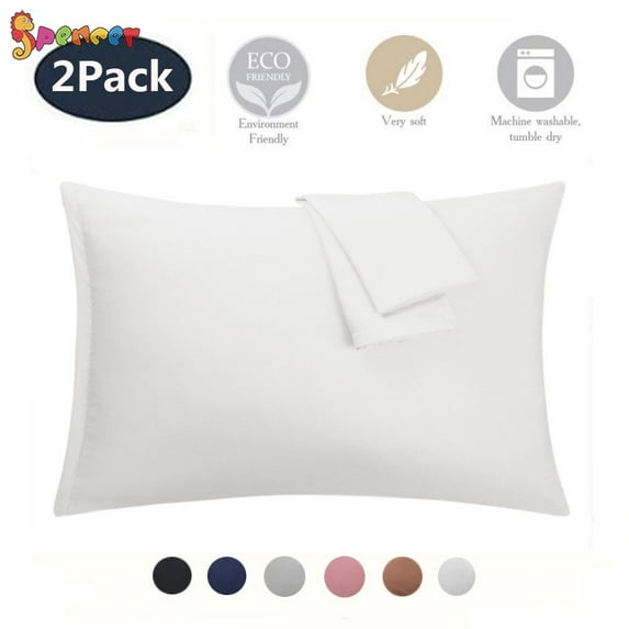 Spencer 300 Thread Count White Cotton Pillowcases, Queen, (2 Count)