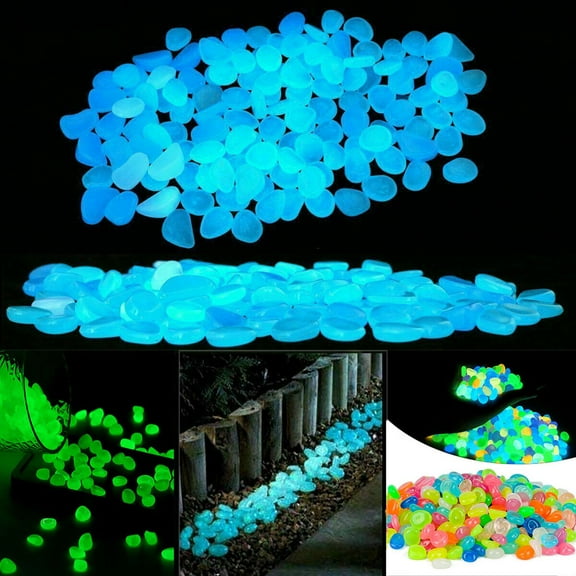 Spencer 300PCS Luminous Pebbles Stones Glow Rocks for Fish Tank, Glow in The Dark Rocks for Indoor and Outdoor Walkways Garden Driveway (Purple)