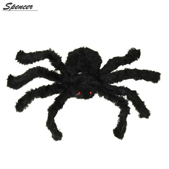 Spencer 30CM 12" Mini Plush Realistic Black Hairy Spider Haunted House Adjustable Long Feet Halloween Spider Decoration "Black"