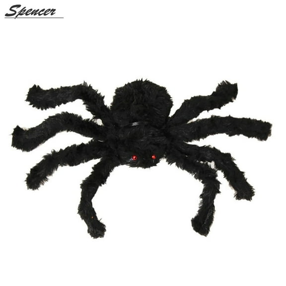 Spencer 30CM 12" Mini Plush Realistic Black Hairy Spider Haunted House Adjustable Long Feet Halloween Spider Decoration "Black"