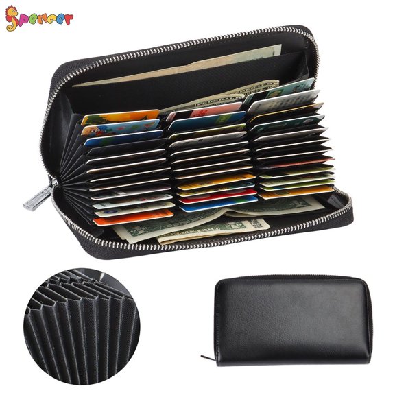 Spencer 36 Slots Large Capacity Credit Card Wallet for Men Women - Leather Secure RFID Blocking Card