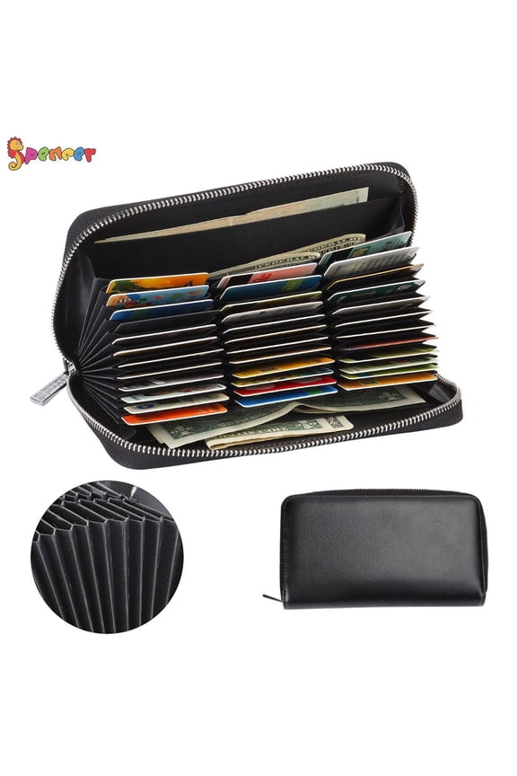 36 Slots Large Capacity Credit Card Wallet for Men Women - Leather Secure RFID Blocking Card