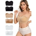 thumbnail image 1 of Spencer 3Pack Women's Wireless Strapless Bra Seamless Padded Bandeau Bra Non-Slip Tube Top Lift Push Up Convertible Bralette, Size S-XXL, 1 of 13