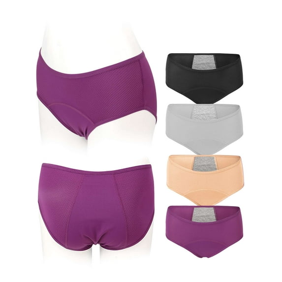 Spencer 4 Pack Period Underwear for Women Leakproof Soft Comfortable Panties Menstrual Brief Girls Hipster Period Panty "L, Black"