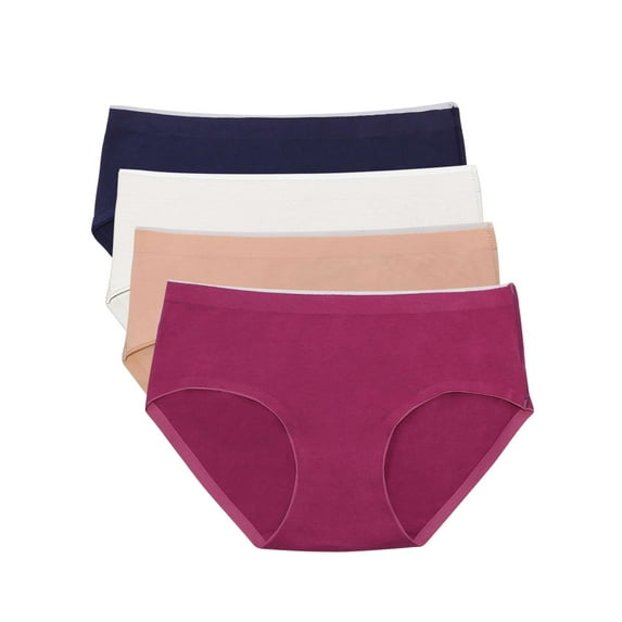 Spencer 4 Pack Women's Cotton Stretch Underwear Soft Mid Rise Seamless Briefs Underpants (M-2XL)