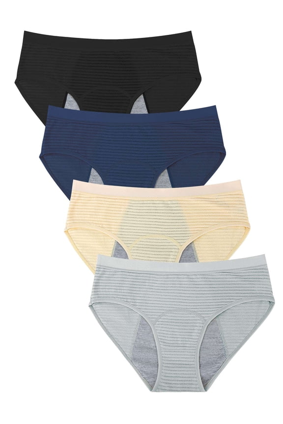 4 Pack Women's Period Underwear Cotton Teens Menstrual Panties Leakproof Soft Panties Briefs M-2XL