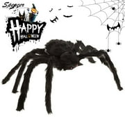 SPENCERTOYS Spencer 4ft 125CM Giant Scary Light up Black Spiders Fuzzy Prank Joke Spiders Toys Outside Indoor Yard for Halloween Decor "Black"