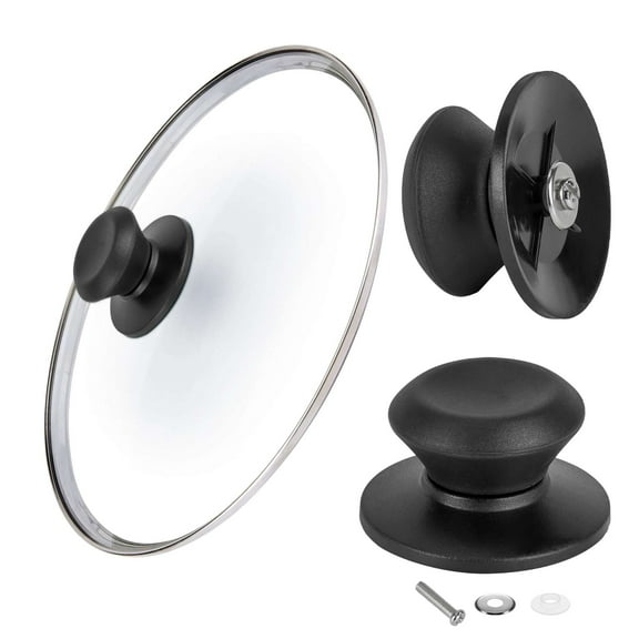 Spencer 4pcs Universal Pot Lid Replacement Knobs, Heat Resistant Lid Holding Handles Replacement for Kitchen Cookware Casserole Saucepan, Black