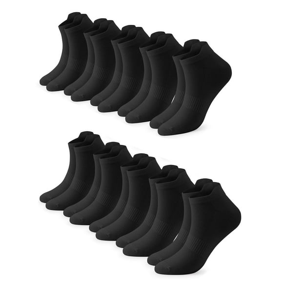 Spencer 5-10 Pack Ankle Socks No-Show Socks for Men Women Moisture Wicking Low Cut Breathable Athletic Running Socks, Black