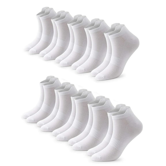 Spencer 5-10 Pack Ankle Socks No-Show Socks for Men Women Moisture Wicking Low Cut Breathable Athletic Running Socks, White