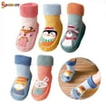 thumbnail image 1 of Spencer 5 Pairs Infant Baby Boy Girls Toddlers Animal Moccasins Non-Skid Indoor Slipper Winter Warm Shoes Socks, 1 of 7