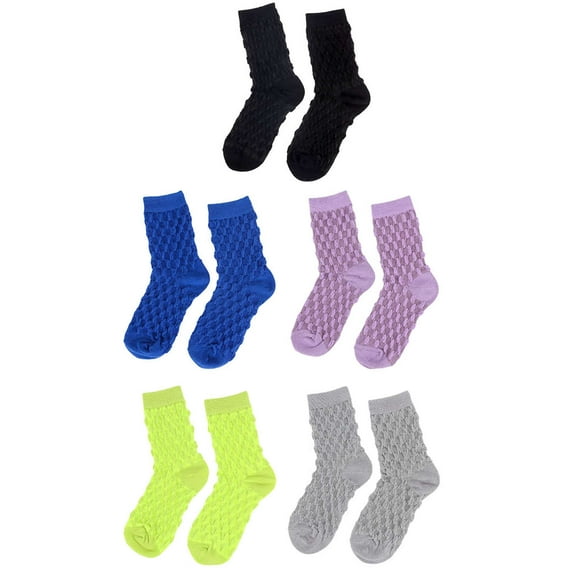 Spencer 5 Pairs Womens Cotton Solid Socks Cute Above Ankle Crew Socks Thin Boot Socks for Girls Soft Breathable Casual Socks (Assorted)