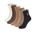thumbnail image 1 of Spencer 5 Pairs Womens Socks Ruffle Turn-Cuff Comfort Crew Socks Cotton Cushioned Ankle Socks for Women, 1 of 9