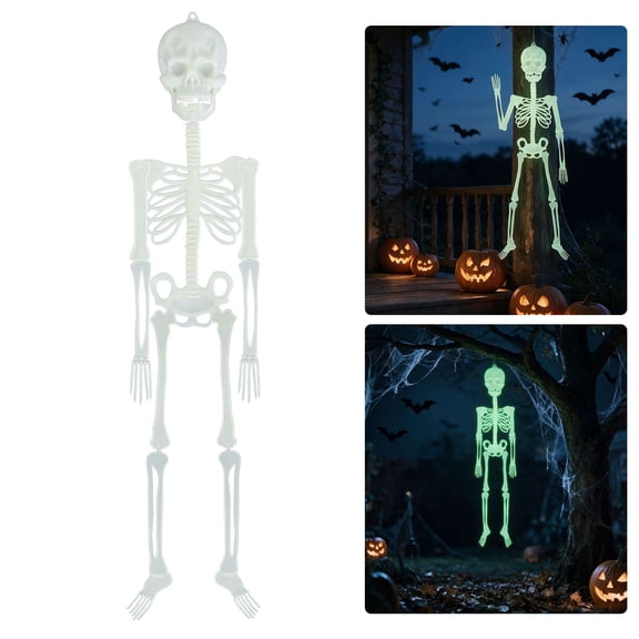 Spencer 5-foot Halloween Skeleton Decoration Life Size Realistic Luminous Poseable Human Skeleton Prop Indoor/Outdoor Yard Party Hanging Decor