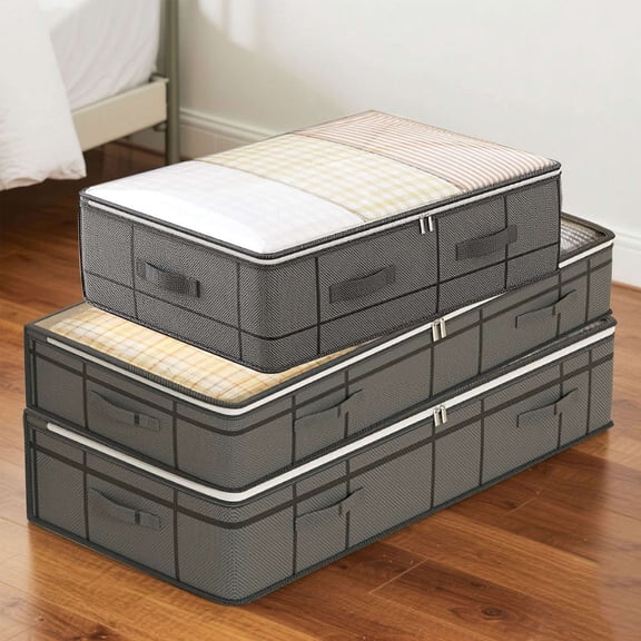 Spencer 52L+90L+125L Under Bed Storage Containers Closet Organizers and Storage Bins, Foldable Underbed Storage Bags for Blanket, Clothing, Comforter, Sweaters, Pillows, Linen Sheets