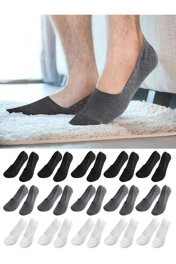 6-Pack Men's No Show Socks Adult Cotton Low Cut Socks Invisible Liner Socks with Non Slip Grips, Athletic Casual Socks for Men, Assorted