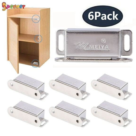 Spencer 6 Pack Strong Magnetic Cabinet Door Latch Stainless Steel Furniture Catches Closures for Kitchen Cupboard Wardobe Shutter Magnets