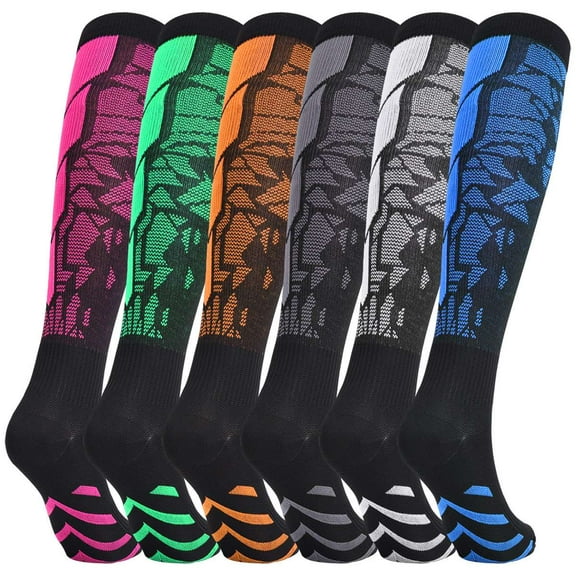 Spencer 6 Pairs Calf Compression Socks for Women Men 15-20mmHg Knee High Support Stockings for Nurses, Running, Travel, L/XL