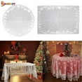 thumbnail image 1 of Spencer 60 x 84 Inch White Lace Round Tablecloth Floral Pattern Christmas Table Cloth Covers for Wedding Party Kitchen, 1 of 8