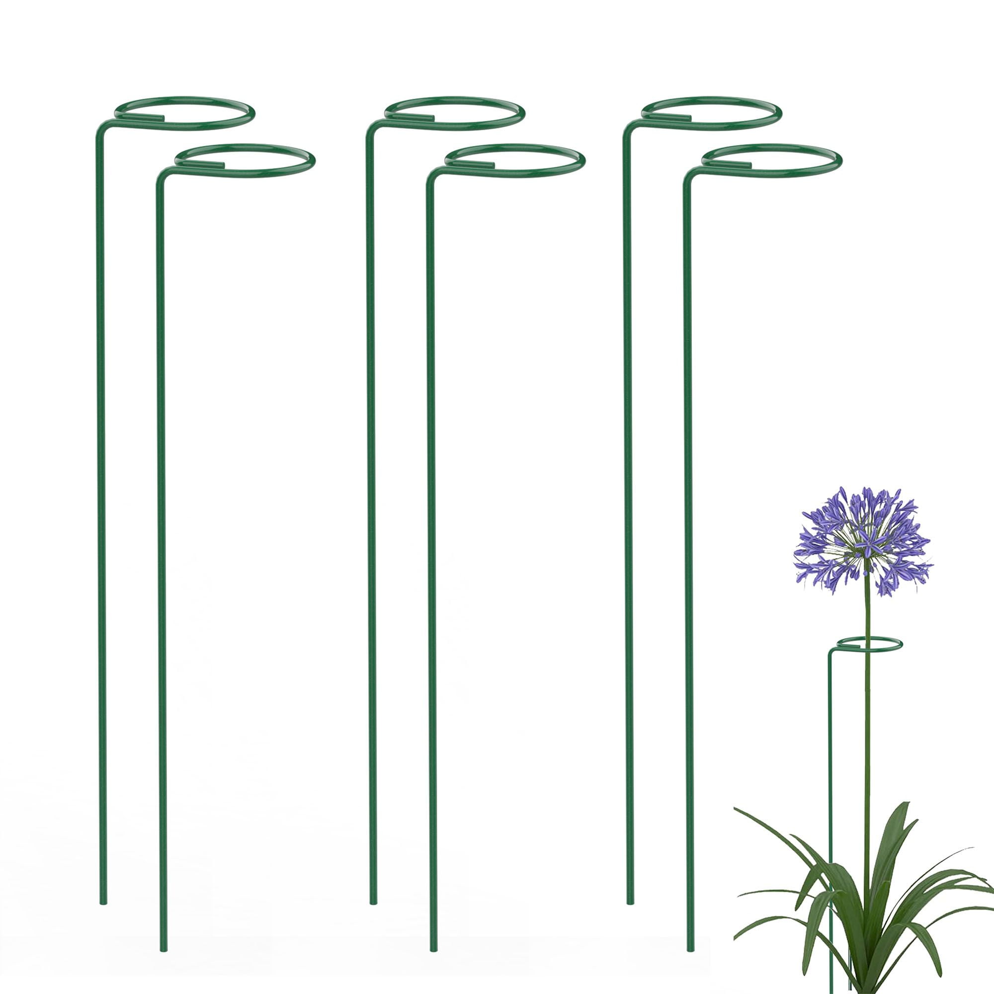 Green Metal 16" Single Stem Plant Support Stakes (Set of 6)