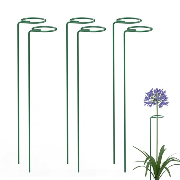 Spencer 6PCS Garden Stake Plant Support Stakes Metal Climbing Plant Tie Holder Tools 16 Inch Height for Most Single-Stem Flowers and Plants