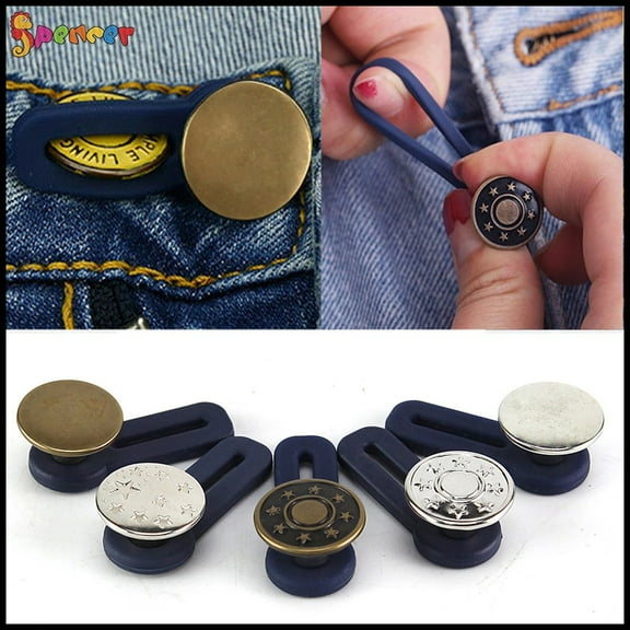 Spencer 6Pcs Jeans Retractable Button Waist Extender Adjustable Detachable Waistband Extender for Jeans Skirts Trousers Collars