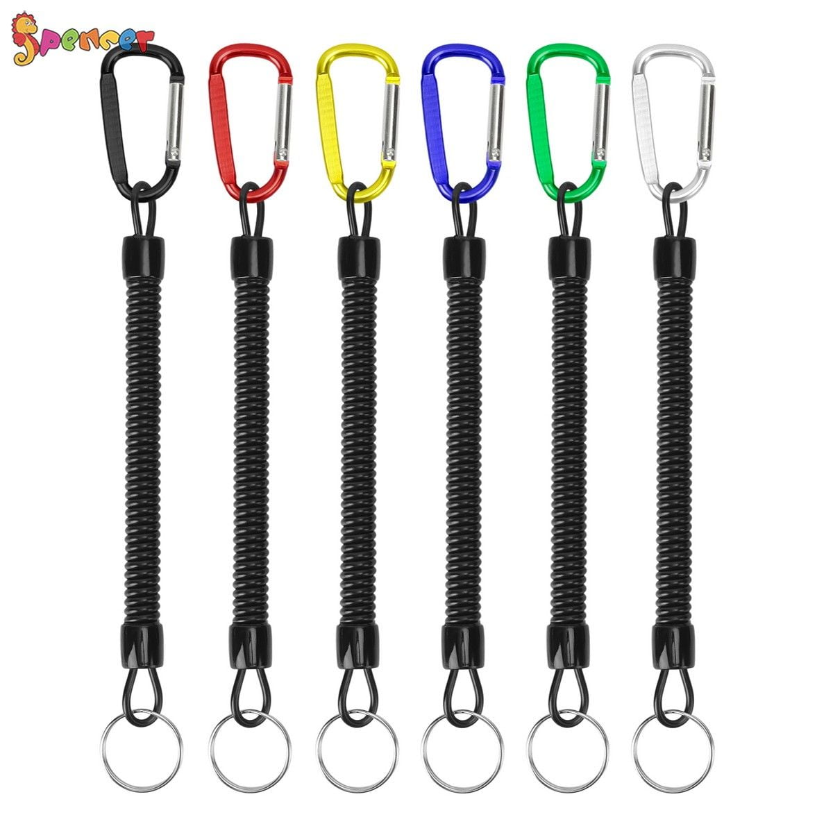 Spencer 6Pcs Retractable Fishing Lanyards Theftproof Spring Coil Cord ...