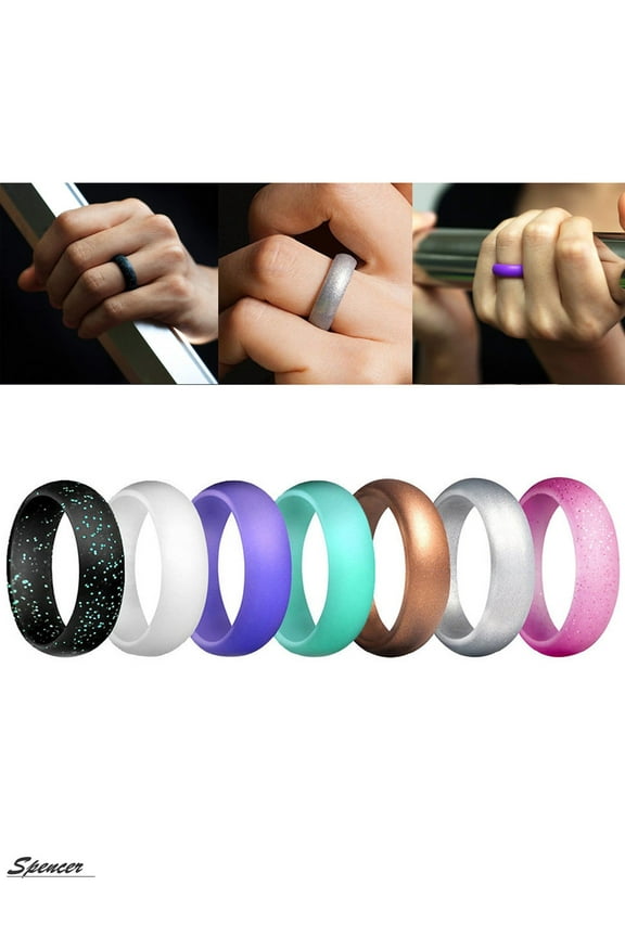 7 Pack Silicone Rings Singles Wedding Rubber Bands for Women Fit for Sports& Outdoors(Size 5,7Colors)