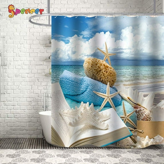 Spencer 71" x 71" Bathroom Shower Curtain Ocean Tropical Sea Fishes Water Resistant Bath Curtain Set for Bathroom with 12 Hooks