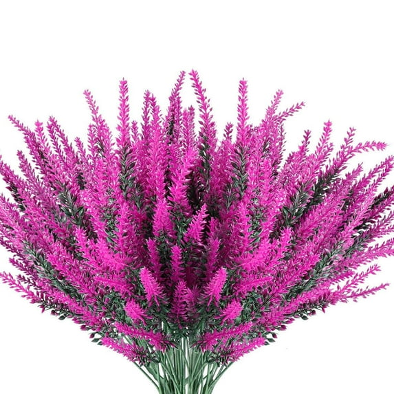 Spencer 8 Bundles Artificial Flowers Rose Red Flowers Lavender Bunches Plastic Faux Plants for Home Table Indoor Outdoor Decor