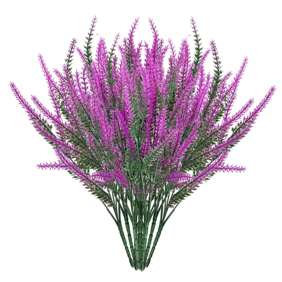 Spencer 8 Bundles Artificial Flowers Rose Red Flowers Lavender Bunches Plastic Faux Plants for Home Table Indoor Outdoor Decor