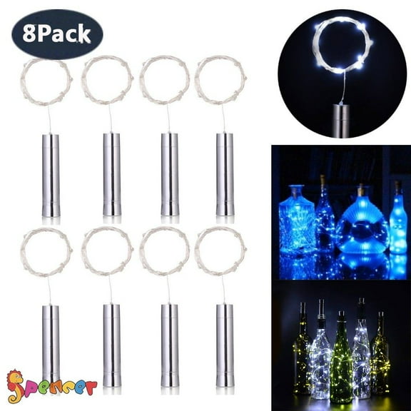 Spencer 8Pack 20 LED Wine Bottle Cork String Light, 6.56ft 2m Copper Wire Starry Lights for Bottle DIY Table Decoration Christmas Wedding Party "White"