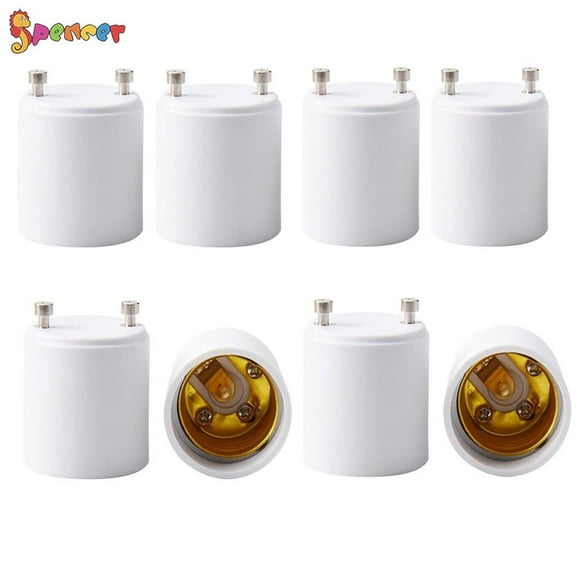 Spencer 8Pcs GU24 to E26 E27 Adapter Converter Heat-resistant Up to 200℃ Lamp Holder Base Screw-in Socket for Halogen/LED/CFL Light Bulbs
