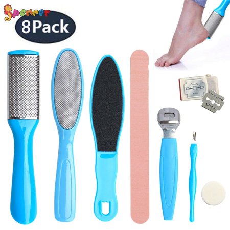 Spencer 8Pcs Professional Pedicure Tools Set Stainless Steel Rasp Foot File Callus Remover Scraper Nail Care Tool for Dead Skin