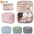 thumbnail image 1 of Spencer 9" Portable Travel Makeup Storage Bag Multifunction Waterproof Cosmetic Organizer Makeup Brushes Train Case with Inner Pouch for Women Girls (Gray), 1 of 9