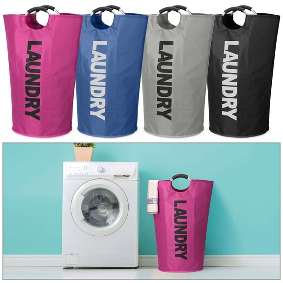 Spencer 90L Large Laundry Basket Waterproof Laundry Bag Foldable Laundry Hamper Folding Washing Bin, Storage Basket for Blankets Dirty Clothes Toys, Purple