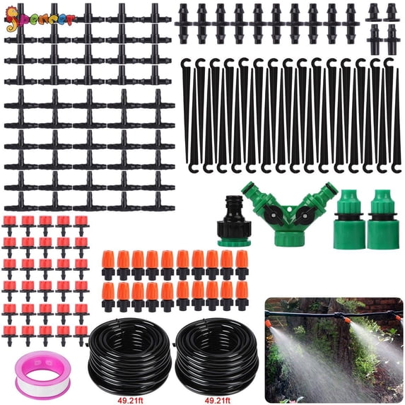 Spencer 98ft 30M Auto Micro Drip Irrigation System Kits Automatic Patio Misting Plant Watering System Set for Garden,Lawn
