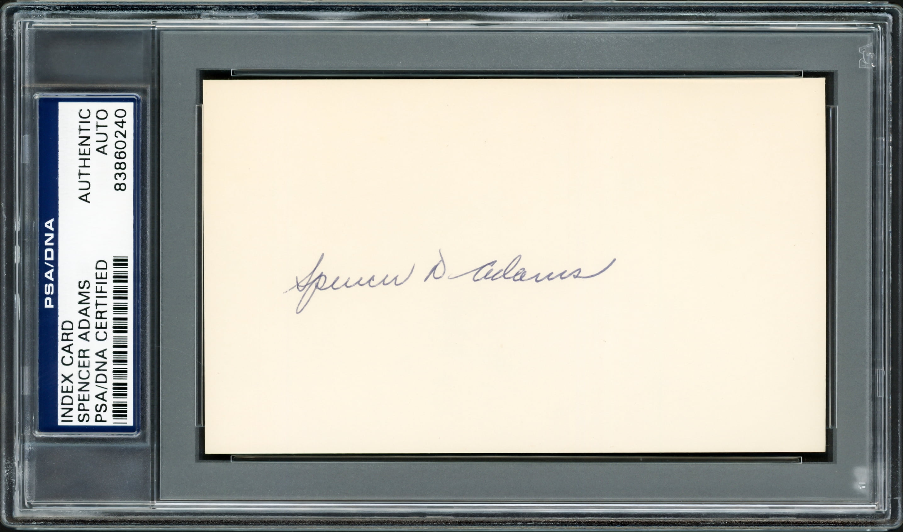 Spencer Adams Autographed 3x5 Index Card New York Yankees PSA/DNA 211334