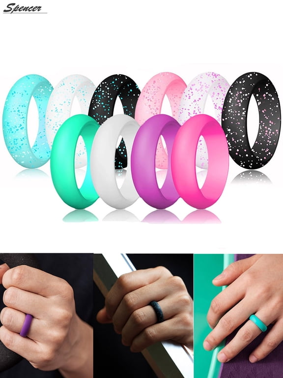 Adult Stackable Wedding Ring, Silicone, 5', 10 Count