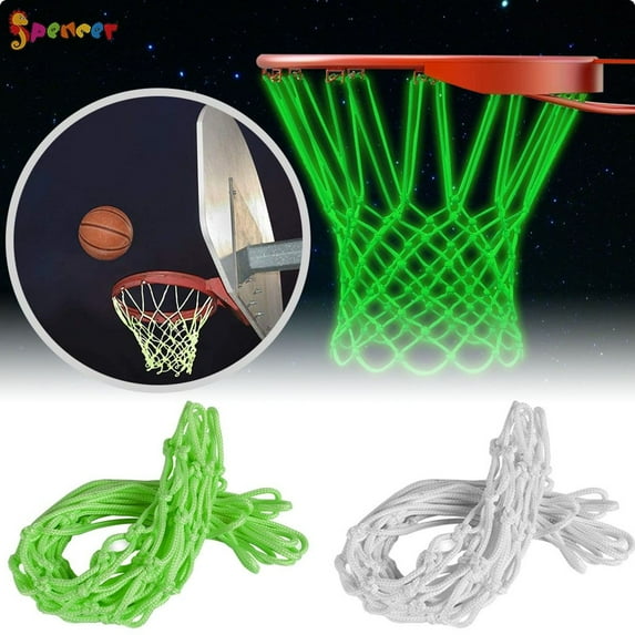 Spencer Amazing Glow In The Dark Light Sun Powered Basketball Hoop Replacement Net Shoots Training (Green)