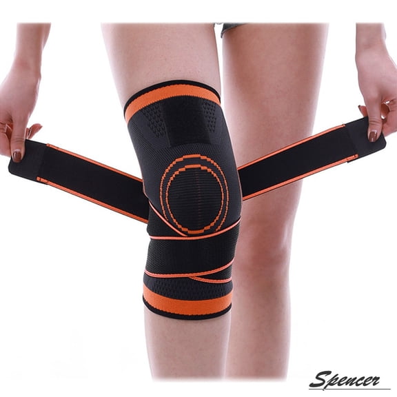Spencer Athletic Compression Knee Sleeve, Large, Adjustable Support, Orange