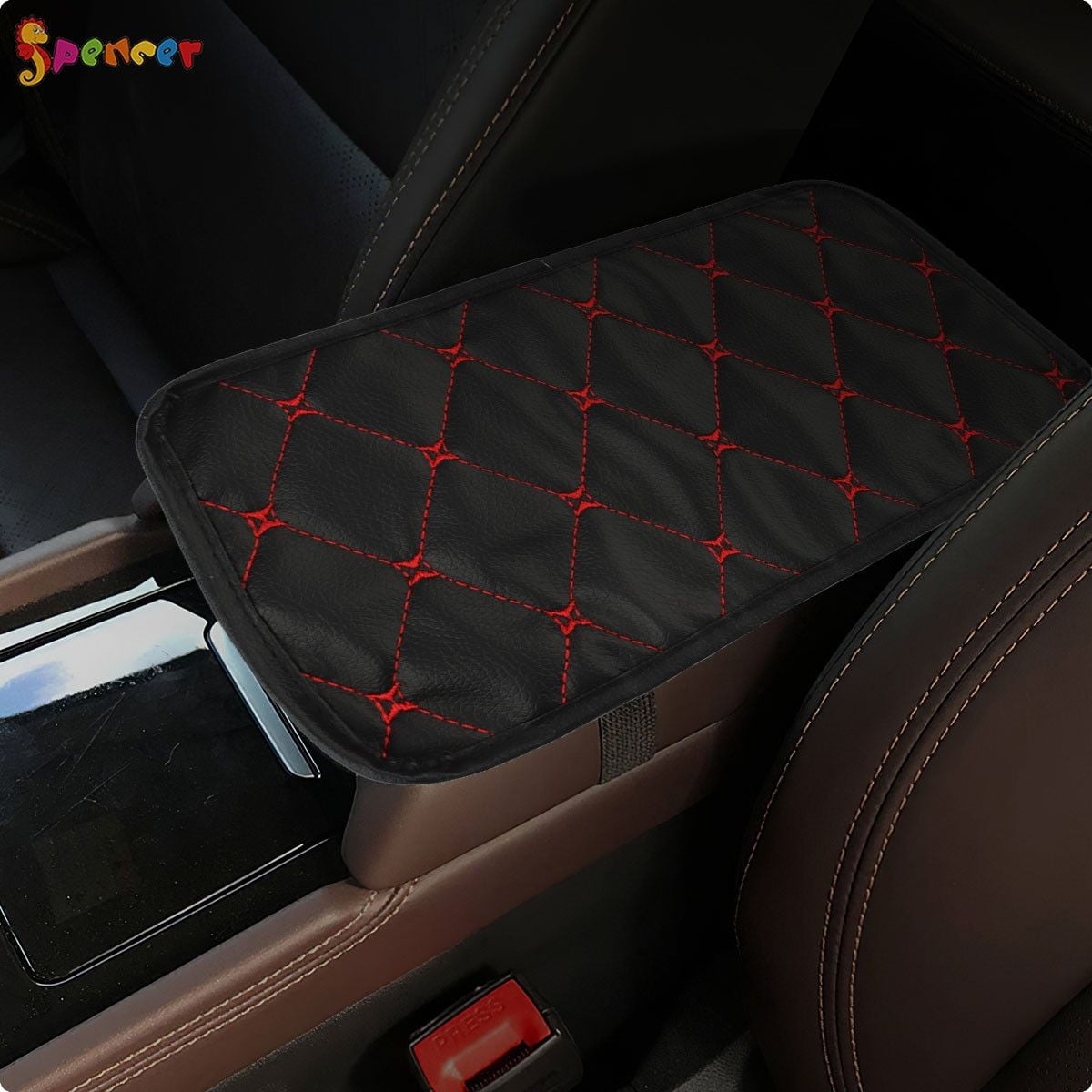 Spencer Auto Center Console Pad PU Leather Car Armrest Seat Box Cover ...